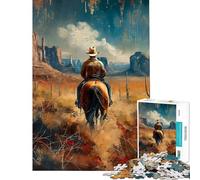 for Adults 1000 Piece Jigsaw Puzzle A Lone Rider in The Desert Quiet Time Brain Exercise Firm Stable Connected Parts Unique Birthday Surprise (Size 38x26cm)