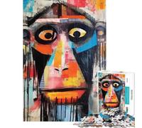 for Adults 1000 Piece Jigsaw Puzzle Abstract Baboon Portrait Quiet Time Brain Exercise Firm Stable Connected Parts Unique Birthday Surprise (Size 38x26cm)