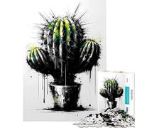 for Adults 1000 Piece Jigsaw Puzzle Abstract Cactus Plant Quiet Time Brain Exercise Firm Stable Connected Parts Unique Birthday Surprise (Size 50x75cm)