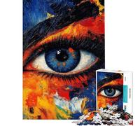 for Adults 1000 Piece Jigsaw Puzzle Abstract Eye Painting with Vibrant Colors Quiet Time Brain Exercise Firm Stable Connected Parts Unique Birthday Surprise (Size 50x75cm)