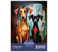 for Adults 1000 Piece Jigsaw Puzzle Abstract Geometric Dogs Art Print Adult Jigsaw Fun Games But Fun And Humorous Christmas Birthday Gifts 38x26cm/1000pcs