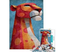 for Adults 1000 Piece Jigsaw Puzzle Abstract Geometric Leopard Illustration Quiet Time Brain Exercise Firm Stable Connected Parts Unique Birthday Surprise (Size 38x26cm)