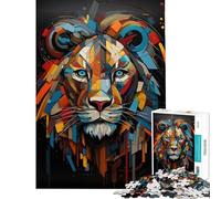 for Adults 1000 Piece Jigsaw Puzzle Abstract Geometric Lion Quiet Time Brain Exercise Firm Stable Connected Parts Unique Birthday Surprise (Size 50x75cm)