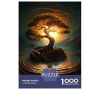 for Adults 1000 Piece Jigsaw Puzzle Abstract Golden Tree in A Vortex Adult Puzzles Family Games Difficult Challenge Fun Activities at Home 70x50cm/1000pcs
