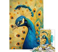 for Adults 1000 Piece Jigsaw Puzzle Abstract Peacock Kintsugi Quiet Time Brain Exercise Firm Stable Connected Parts Unique Birthday Surprise (Size 38x52cm)