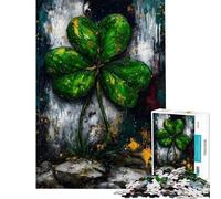 for Adults 1000 Piece Jigsaw Puzzle Abstract Shamrock Painting Puzzle for Adults Relax Games Stress Reliever Fun at Home Activities, (size 38x26cm)