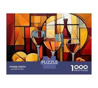 for Adults 1000 Piece Jigsaw Puzzle Abstract Wine Glass Art Print Jigsaw for Adults Family Game Improve Memory Christmas Birthday Gifts 38x26cm/1000pcs