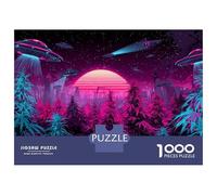 for Adults 1000 Piece Jigsaw Puzzle Alien Spaceship Invasion Adult Jigsaw Toy Wall Decor Difficult Challenge Fun at Home Activities, 38x26cm/1000pcs