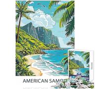 for Adults 1000 Piece Jigsaw Puzzle American Samoa Beach Scene Fun Family Bonding Activity Ideal Festive Choice (38X52cm)