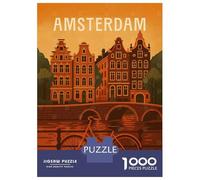 for Adults 1000 Piece Jigsaw Puzzle Amsterdam Travel Jigsaw Puzzle Brain Teaser Game Hand Speed Race Fun Activities at Home 52x38cm/1000pcs