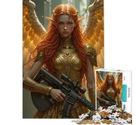 for Adults 1000 Piece Jigsaw Puzzle Angelic Warrior with Rifle Relax Games Learning Educational Toys Art Work Gifts Staycation Kill Time (size 38x26cm)