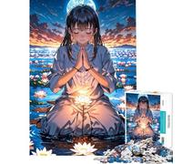 for Adults 1000 Piece Jigsaw Puzzle Anime Girl Praying by Water 1000 Jigsaw Puzzle DIY Toys Difficult Challenge Birthday Present, Gifts, (38x26cm)