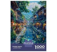 for Adults 1000 Piece Jigsaw Puzzle Anime River Fish Village Jigsaw for Adults Relax Games Hand Speed Race Fun Activities at Home 70x50cm/1000pcs
