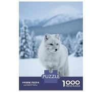 for Adults 1000 Piece Jigsaw Puzzle Arctic Fox in Snowy Winter Landscape Jigsaw Brain Teaser Game Home Decoration Unique Birthday And Xmas Gifts 38x26cm/1000pcs
