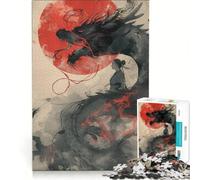 for Adults 1000 Piece Jigsaw Puzzle Asian Inkshadow Drake, Educational Toy, Decompressing Intellectual, for Is Ideal As A Gift 38x26cm
