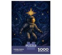 for Adults 1000 Piece Jigsaw Puzzle Astronaut in Space Stained Glass Style Adult Puzzles Hands-on Game Birthday Present Fun at Home Activities, 38x26cm/1000pcs