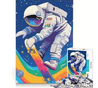 for Adults 1000 Piece Jigsaw Puzzle Astronaut Skateboarding in Space, Anti-Stress Toys, Difficult Hard, Wishlist with Santa Claus 50x75cm