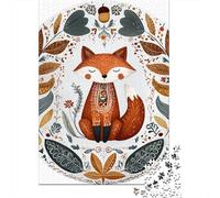 for Adults 1000 Piece Jigsaw Puzzle Autumn Fox Mandala Art Print Adult Jigsaw Puzzle Brain Teaser Game For Family Fun Christmas Birthday Gifts 52x38cm/1000pcs