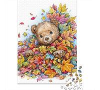 for Adults 1000 Piece Jigsaw Puzzle Autumn Leaves Teddy Bear Teenager Puzzles DIY Toys Difficult Challenge Challenging Game Gifts 70x50cm/1000pcs