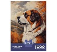 for Adults 1000 Piece Jigsaw Puzzle Autumn Saint Bernard Jigsaw Brain Teaser Game Home Decoration Unique Birthday And Xmas Gifts 52x38cm/1000pcs