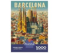for Adults 1000 Piece Jigsaw Puzzle Barcelona Cityscape with Sagrada Familia Jigsaw Puzzle Relax Games Home Decoration Unique Birthday And Xmas Gifts 52x38cm/1000pcs
