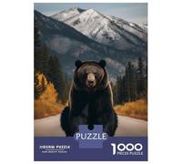 for Adults 1000 Piece Jigsaw Puzzle Bear on Road with Mountain Jigsaw for Adults Hands-on Game Wall Decoration Fun at Home Activities, 38x26cm/1000pcs