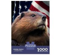 for Adults 1000 Piece Jigsaw Puzzle Beaver USA Flag Adult Puzzles Toy Wall Decor Staycation Kill Time Unique Birthday And Xmas Gifts 70x50cm/1000pcs