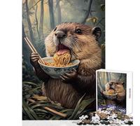 for Adults 1000 Piece Jigsaw Puzzle Beaver's Noodle Feast Fun Family Bonding Activity Ideal Festive Choice (38X52cm)