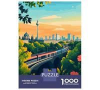for Adults 1000 Piece Jigsaw Puzzle Berlin Cityscape with Train Jigsaw Puzzle Brain Teaser Game Hand Speed Race Fun Activities at Home 70x50cm/1000pcs