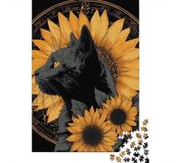 for Adults 1000 Piece Jigsaw Puzzle Black Cat Sunflower Art Print Puzzles for Adults Toy Wall Decor Pattern Assembly Unique Birthday And Xmas Gifts 70x50cm/1000pcs