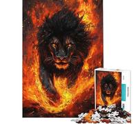 for Adults 1000 Piece Jigsaw Puzzle Black Lion Emerging Flames Puzzle for Adults Hands-on Game Precision Cutting Fun at Home Activities, (Size 50x75cm)