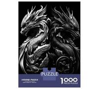 for Adults 1000 Piece Jigsaw Puzzle Black White Dragon Jigsaw for Adults Hands-on Game Wall Decoration Fun at Home Activities, 38x26cm/1000pcs
