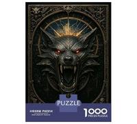 for Adults 1000 Piece Jigsaw Puzzle Black Wolf Head - Gothic Metal Fantasy Jigsaw Puzzle Brain Teaser Game Hand Speed Race Fun Activities at Home 52x38cm/1000pcs