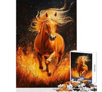 for Adults 1000 Piece Jigsaw Puzzle Blazing Horse in Flames Fun Family Bonding Activity Ideal Festive Choice (50X75cm)