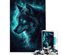 for Adults 1000 Piece Jigsaw Puzzle Blue-Eyed Wolf Mystique Adult Puzzles Brain Teaser Game Home Decoration Challenging Game Gifts (size 38x52cm)