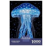 for Adults 1000 Piece Jigsaw Puzzle Blue Glow Jellyfish Poster Jigsaw Puzzle Relax Games Home Decoration Unique Birthday And Xmas Gifts 38x26cm/1000pcs