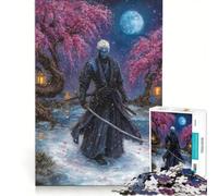 for Adults 1000 Piece Jigsaw Puzzle Blue-skinned Samurai Under Cherry Blossoms, Educational Games, Hand Speed Race, Deal As Gifts for The Whole Family 50x75cm