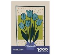 for Adults 1000 Piece Jigsaw Puzzle Blue Tulips Mid Century Puzzle for Adults Relaxing Games Birthday Present Unique Birthday And Xmas Gifts 52x38cm/1000pcs