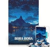 for Adults 1000 Piece Jigsaw Puzzle Bora-Bora French Polynesia Night Poster, Educational Games, Hand Speed Race, Deal As Gifts for The Whole Family 38x52cm