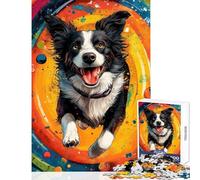 for Adults 1000 Piece Jigsaw Puzzle Border Collie in Space Hands-on Game Stress Reliever Home Decoration Toys Improving Love between Couples (38x26cm)