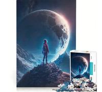 for Adults 1000 Piece Jigsaw Puzzle Boy Daydreaming Moon, Toy Wall Decor, Pattern Assembly, Gifts for Friends And Family 38x52cm