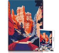 for Adults 1000 Piece Jigsaw Puzzle Bryce Canyon Path Minimalist Art Illustration Brainteaser Family Games Family Activities Birthday Gift Size 38x52cm