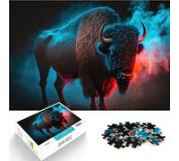 for Adults 1000 Piece Jigsaw Puzzle buffalo animal Made of wood for age 14 years and over DIY Educational Games because it is ideal as a gift for the whole family。size：50x75cm/19.68x29.52inch