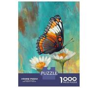 for Adults 1000 Piece Jigsaw Puzzle Butterfly on Daisies Painting Puzzle for Adults Relaxing Games Birthday Present Unique Birthday And Xmas Gifts 70x50cm/1000pcs