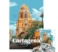 for Adults 1000 Piece Jigsaw Puzzle Cartagena, Colombia Street Scene Difficult And Challenge A Work of Art Educational Games Suitable for People Aged 14 And Above (38x52cm)
