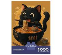 for Adults 1000 Piece Jigsaw Puzzle Cartoon Cat Eating Ramen with Mouse Jigsaw for Adults Hands-on Game Wall Decoration Fun at Home Activities, 52x38cm/1000pcs