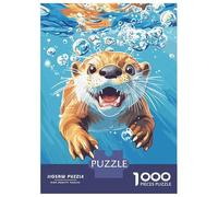 for Adults 1000 Piece Jigsaw Puzzle Cartoon Otter Swimming Underwater with Bubbles Teenager Puzzles Toy Wall Decor Stress Reliever Fun at Home Activities, 70x50cm/1000pcs