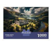 for Adults 1000 Piece Jigsaw Puzzle Castle in Scotland with River Jigsaw Puzzle Brain Teaser Game Hand Speed Race Fun Activities at Home 38x26cm/1000pcs