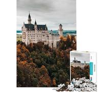 for Adults 1000 Piece Jigsaw Puzzle Castle Neuschwanstein Fun at Home Activities, Presents for Women Fun Games for And from 14 Years And over (38x26cm)