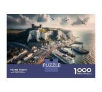 for Adults 1000 Piece Jigsaw Puzzle Castle on White Cliffs Coastal Town Adult Jigsaw Puzzle Relax Games Staycation Kill Time Fun Activities at Home 38x26cm/1000pcs